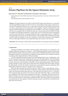 Science Pipelines for the Square Kilometre Array