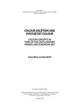 Colour Ascetism and Synthetist Colour Colour