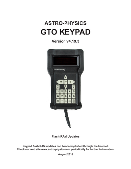 GTO KEYPAD Version V4.19.3