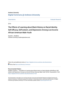 The Effects of Learning About Black History on Racial Identity, Self-Efficacy, Self-Esteem, and Depression Among Low-Income African American Male Youth