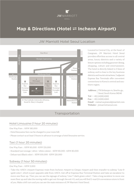 Directions to Hotel from Incheon Airport