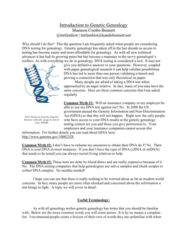 Introduction to Genetic Genealogy Shannon Combs-Bennett @Tntfamhist | Tntfamhist@Kandsbennett.Net