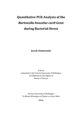 Quantitative PCR Analysis of the Bartonella Henselae Card Gene During Bacterial Stress