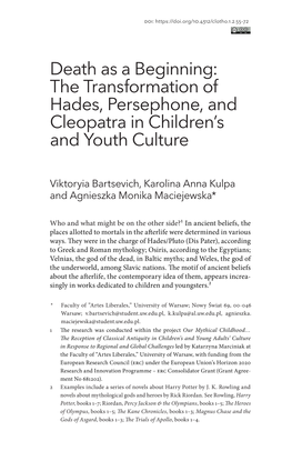 The Transformation of Hades, Persephone, and Cleopatra in Children's and Youth Culture