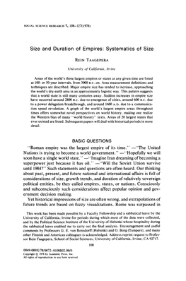 Size and Duration of Empires: Systematics of Size