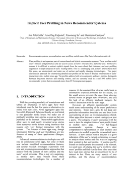 Implicit User Profiling in News Recommender Systems