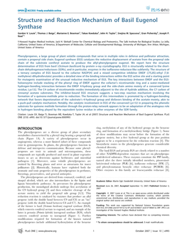 Structure and Reaction Mechanism of Basil Eugenol Synthase Gordon V