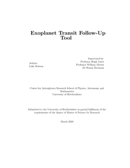 Exoplanet Transit Follow-Up Tool