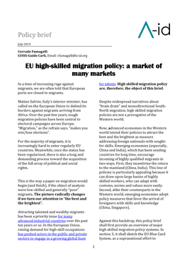 Policy Brief EU High-Skilled Migration Policy: a Market of Many Markets