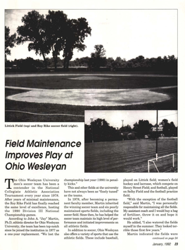 Field Maintenance Improves Play at Ohio Wesleyan