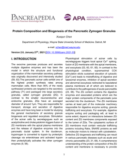 Protein Composition and Biogenesis of the Pancreatic Zymogen Granules