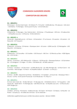 Composition Des Groupes Pour Le District Artois