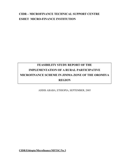 Feasibility Study Report of a Participative Microfinance