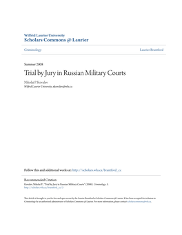 Trial by Jury in Russian Military Courts Nikolai P