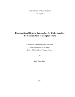 Computational Genetic Approaches for Understanding the Genetic Basis of Complex Traits