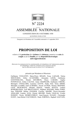 N° 2224 Assemblée Nationale Proposition De