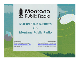 Market Your Business on Montana Public Radio