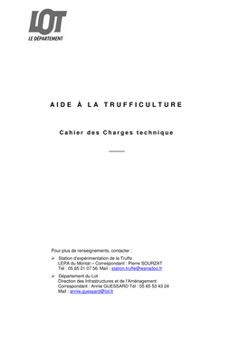 Nouveau Cahier Des Charges Trufficulture