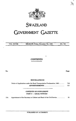 Swaziland (Government (Gazette