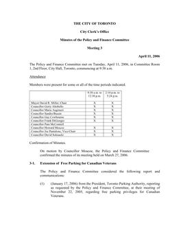 Minutes of the Policy and Finance Committee