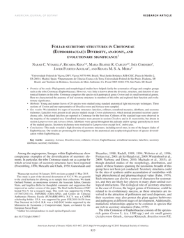 Foliar Secretory Structures in Crotoneae (Euphorbiaceae): Diversity, Anatomy, and Evolutionary Significance