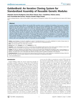 Goldenbraid: an Iterative Cloning System for Standardized Assembly of Reusable Genetic Modules