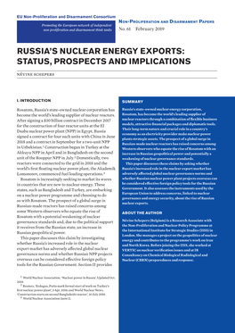 Russia's Nuclear Energy Exports: Status, Prospects and Implications