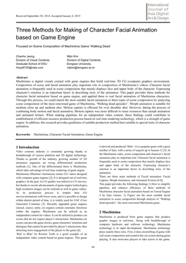Three Methods for Making of Character Facial Animation Based on Game Engine