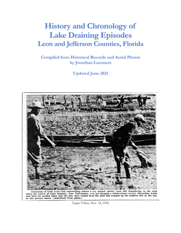 History and Chronology of Lake Draining Episodes Leon and Jefferson Counties, Florida