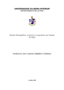 Estudo Etnográfico, Cultural E Linguístico Da Cidade De Beja