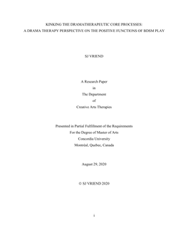 Kinking the Dramatherapeutic Core Processes: a Drama Therapy Perspective on the Positive Functions of Bdsm Play