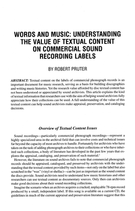 Words and Music: Understanding the Value of Textual Content on Commercial Sound Recording Labels