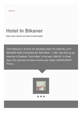 Hotel in Bikaner