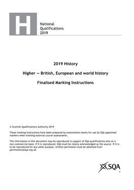 Higher 2019 All Marking Instructions