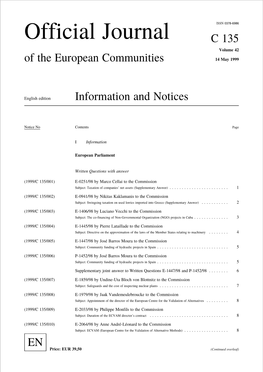 Official Journal C 135 Volume 42 of the European Communities 14 May 1999