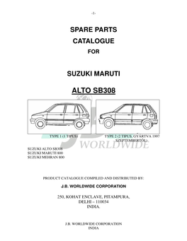 Spare Parts Catalogue for Suzuki Maruti Alto Sb308