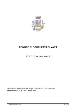 Comune Di Rocchetta Di Vara Statuto Comunale