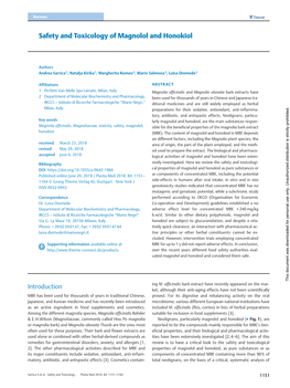 Safety and Toxicology of Magnolol and Honokiol