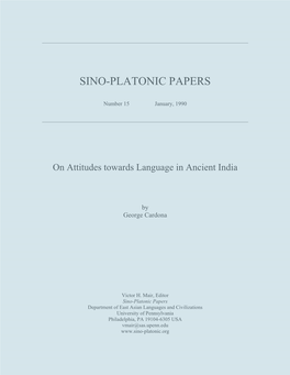 On Attitudes Towards Language in Ancient India