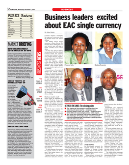 Business Leaders Excited About EAC Single Currency