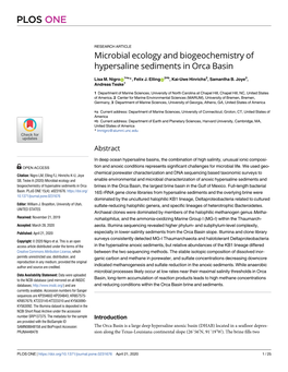 Microbial Ecology and Biogeochemistry of Hypersaline Sediments in Orca Basin