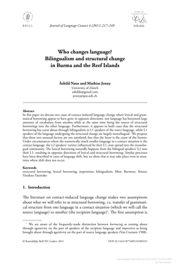 Bilingualism and Structural Change in Burma and the Reef Islands