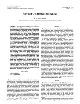 New and Old Immunodeficiencies