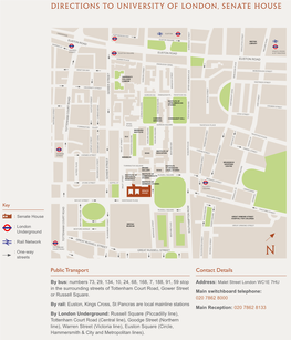 Directions to University of London, Senate House