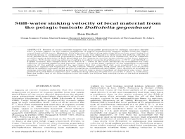 Still-Water Sinking Velocity of Fecal Material from the Pelagic Tunicate Dolioletta Gegenbauri