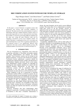 Iris Verification System with Secure Template Storage