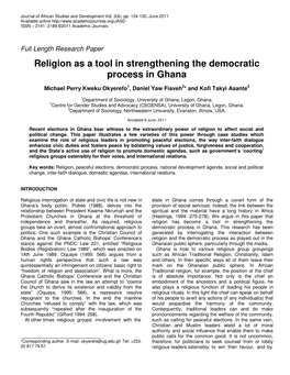 Religion As a Tool in Strengthening the Democratic Process in Ghana