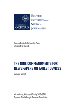 THE NINE COMMANDMENTS for NEWSPAPERS on TABLET DEVICES by Jussi Ahlroth