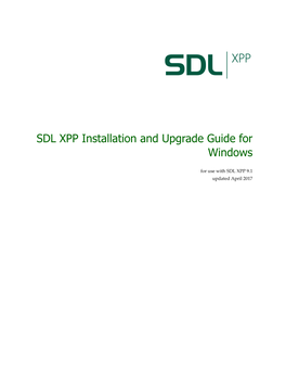 SDL XPP Installation and Upgrade Guide for Windows