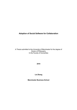 Adoption of Social Software for Collaboration